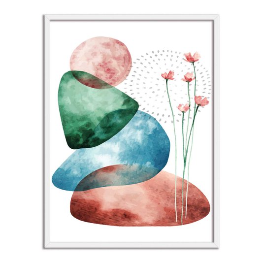 Quadro Decorativo Geométrico  Pedras Coloridas
