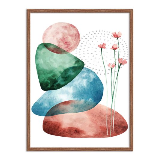 Quadro Decorativo Geométrico  Pedras Coloridas