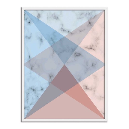 Quadro Decorativo Geométrico Rosa Com Azul