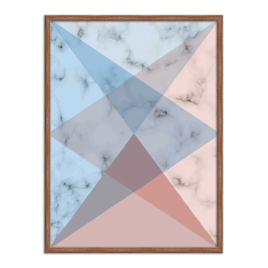 Quadro Decorativo Geométrico Rosa Com Azul
