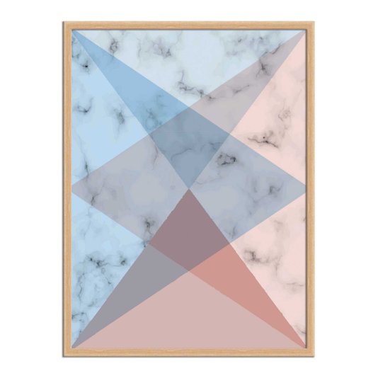 Quadro Decorativo Geométrico Rosa Com Azul