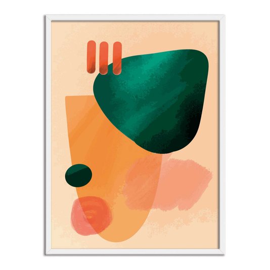 Quadro Decorativo Geométrico Verde Com Laranja