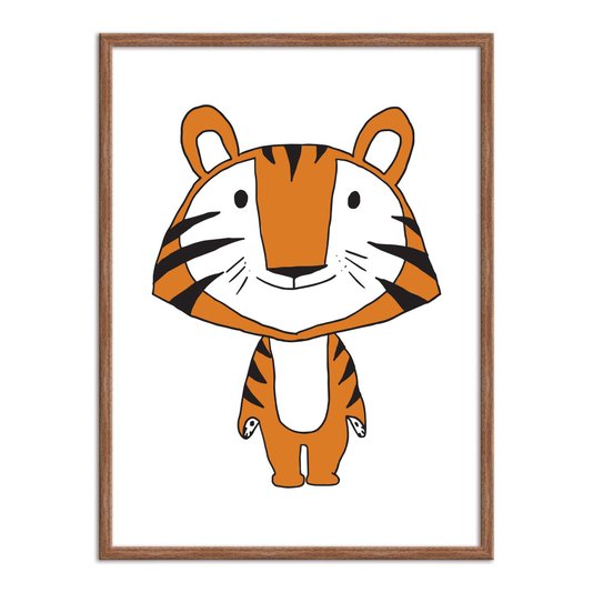 Quadro Decorativo Gravura Colorida de Tigre