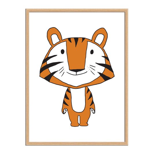 Quadro Decorativo Gravura Colorida de Tigre