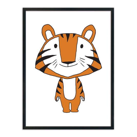 Quadro Decorativo Gravura Colorida de Tigre