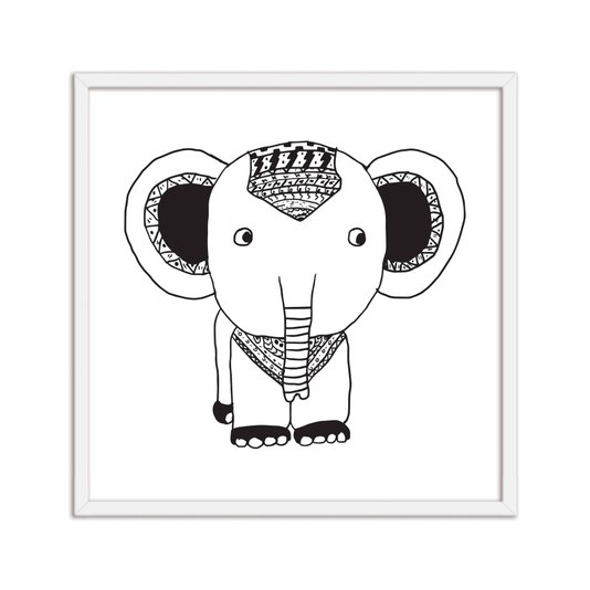 Quadro Decorativo Gravura de Elefante