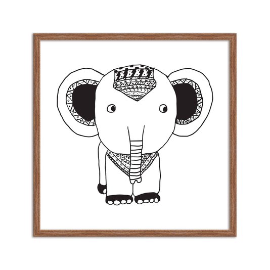 Quadro Decorativo Gravura de Elefante