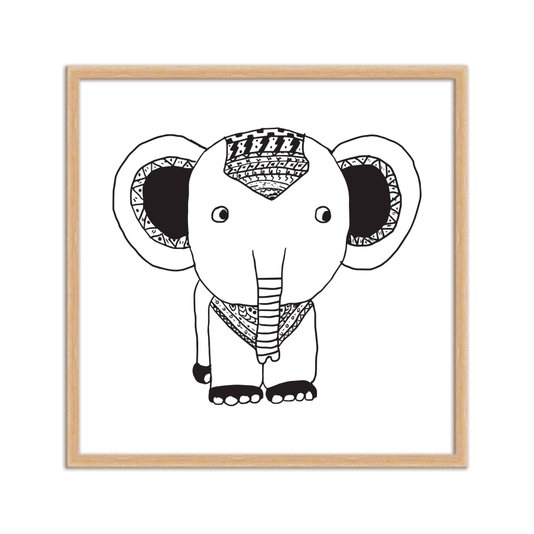 Quadro Decorativo Gravura de Elefante