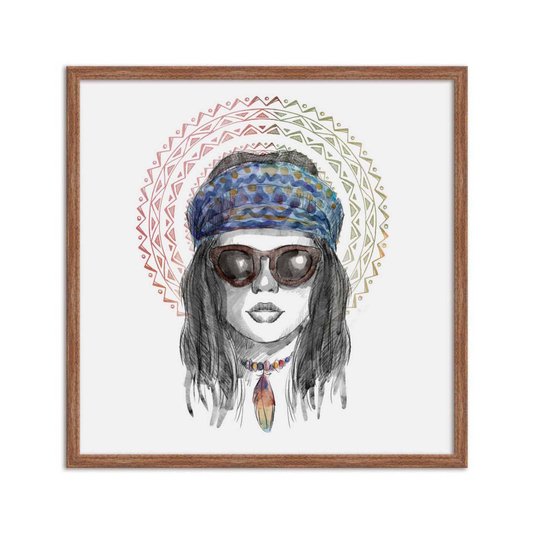 Quadro Decorativo Gravura Mulher Colorida
