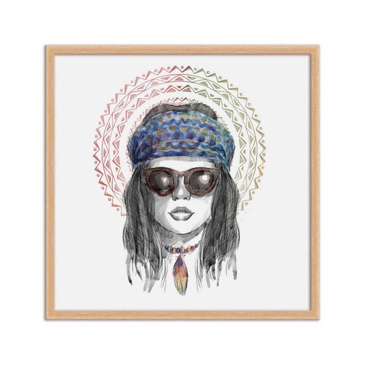 Quadro Decorativo Gravura Mulher Colorida