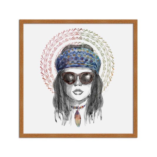 Quadro Decorativo Gravura Mulher Colorida