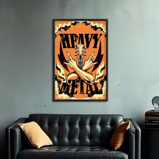 Quadro Decorativo Heavy Metal Mãos E Guitarra