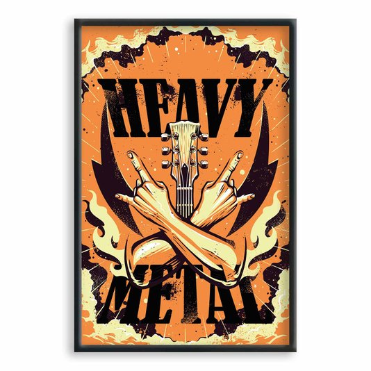 Quadro Decorativo Heavy Metal Mãos E Guitarra