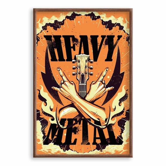 Quadro Decorativo Heavy Metal Mãos E Guitarra