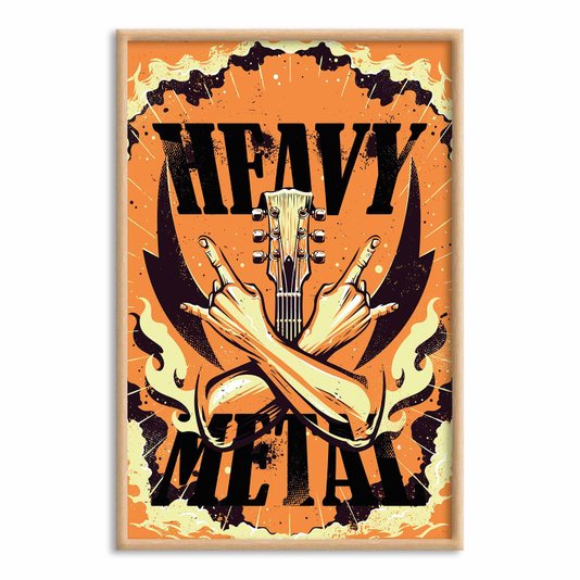 Quadro Decorativo Heavy Metal Mãos E Guitarra