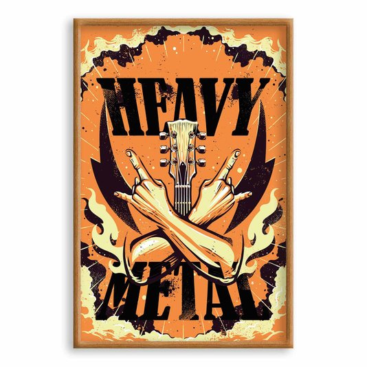 Quadro Decorativo Heavy Metal Mãos E Guitarra