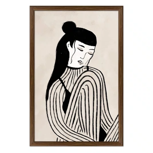 Quadro Decorativo Ilustração Feminina Estilo Modern Heritage