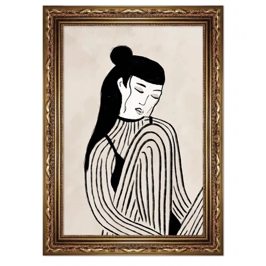 Quadro Decorativo Ilustração Feminina Estilo Modern Heritage