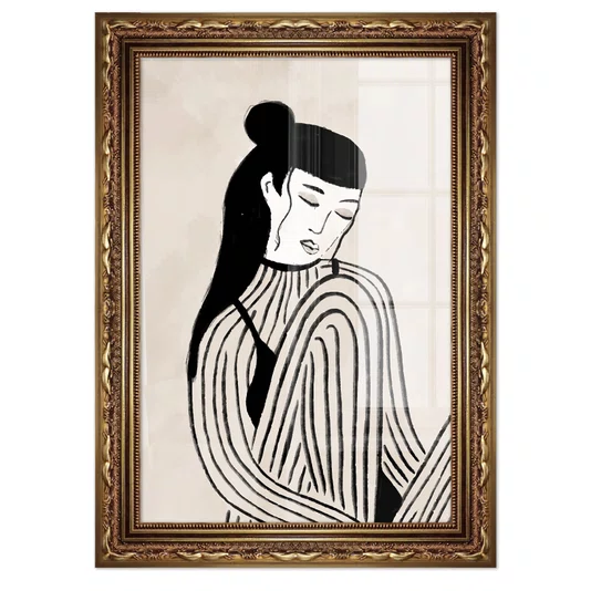 Quadro Decorativo Ilustração Feminina Estilo Modern Heritage