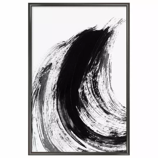 Quadro Decorativo Inku Arte de Tinta Abstrata no Estilo Sumiê