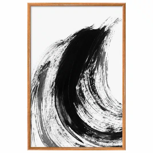 Quadro Decorativo Inku Arte de Tinta Abstrata no Estilo Sumiê