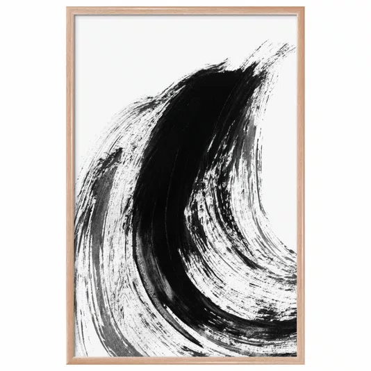 Quadro Decorativo Inku Arte de Tinta Abstrata no Estilo Sumiê