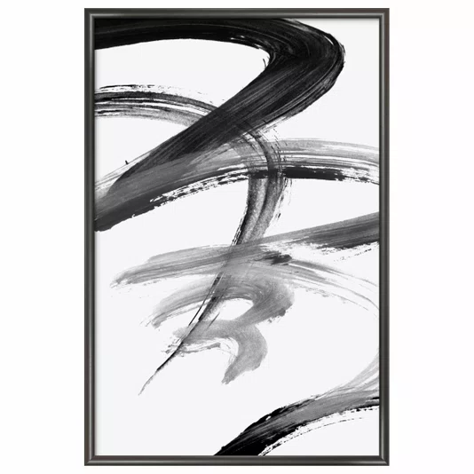Quadro Decorativo Inku Pintura de Tinta Abstrata no Estilo Sumiê
