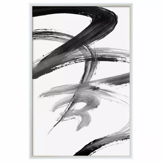Quadro Decorativo Inku Pintura de Tinta Abstrata no Estilo Sumiê