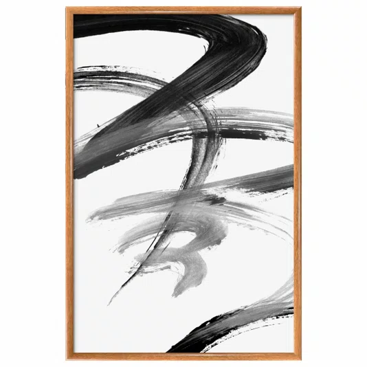 Quadro Decorativo Inku Pintura de Tinta Abstrata no Estilo Sumiê