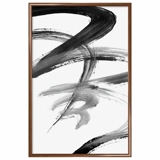 Quadro Decorativo Inku Pintura de Tinta Abstrata no Estilo Sumiê