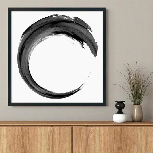 Quadro Decorativo Inku Pintura Enso no Estilo Sumiê