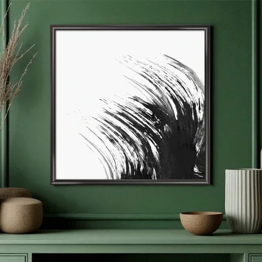 Quadro Decorativo Inku Pintura Traço de Tinta Abstrata no Estilo Sumiê