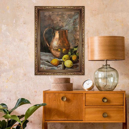 Quadro Decorativo Jarra Com Frutas Vintage Farmhouse