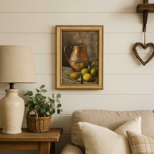 Quadro Decorativo Jarra Com Frutas Vintage Farmhouse