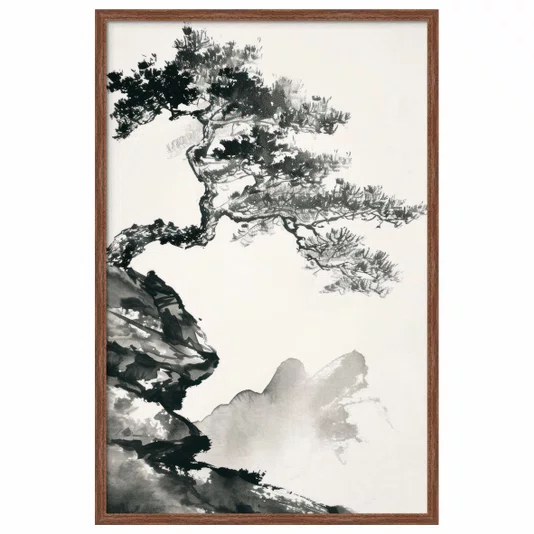 Quadro Decorativo Ki Pintura de Árvore no Estilo Sumiê