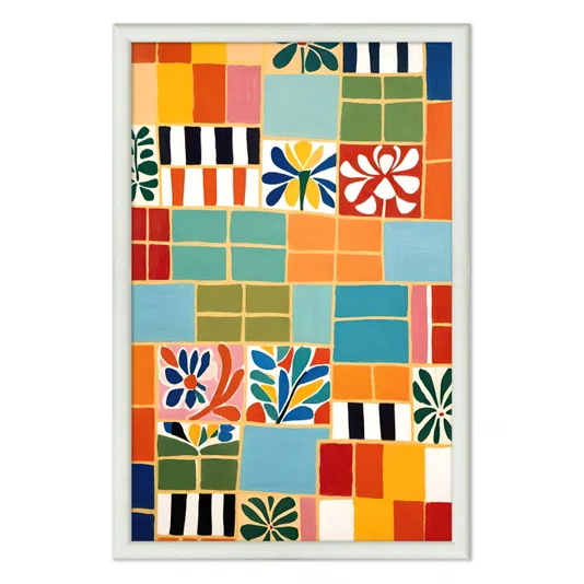 Quadro Decorativo Ladrilho Abstrato Estilo Modern Heritage