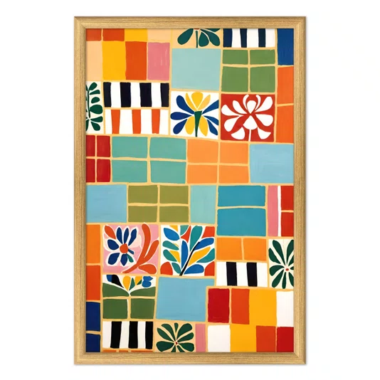 Quadro Decorativo Ladrilho Abstrato Estilo Modern Heritage