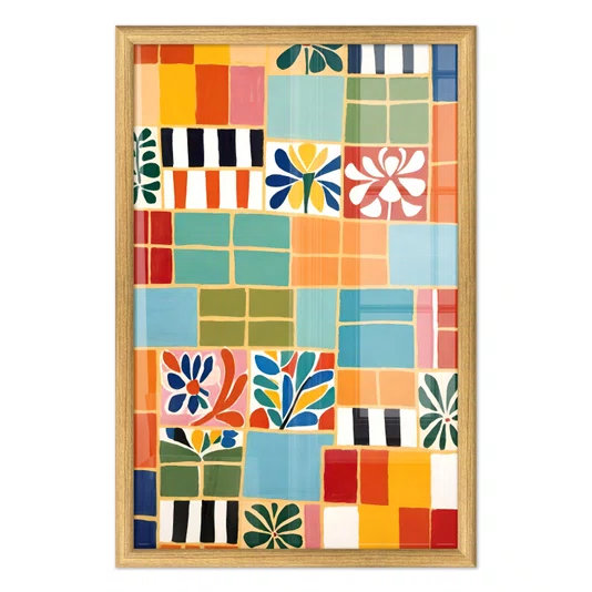 Quadro Decorativo Ladrilho Abstrato Estilo Modern Heritage
