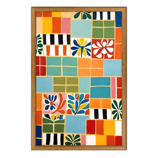 Quadro Decorativo Ladrilho Abstrato Estilo Modern Heritage