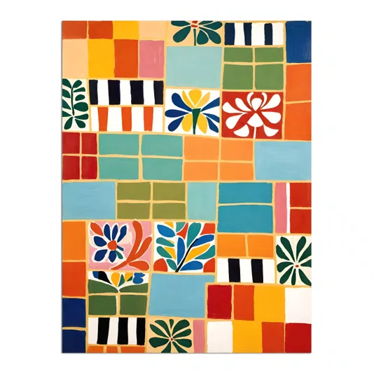Quadro Decorativo Ladrilho Abstrato Estilo Modern Heritage