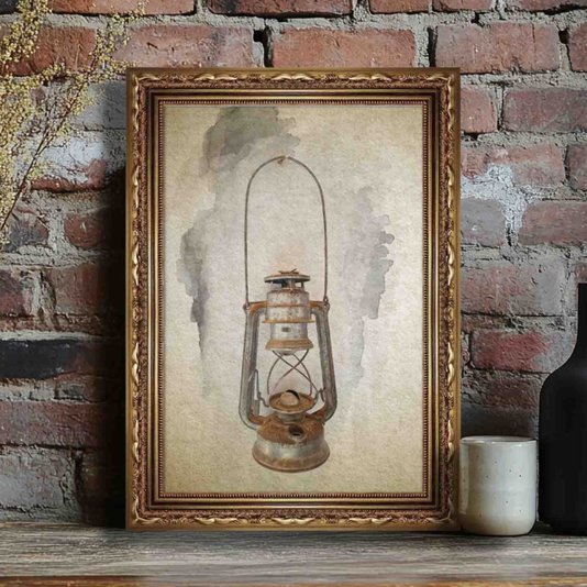Quadro Decorativo Lampião Vintage Farmhouse