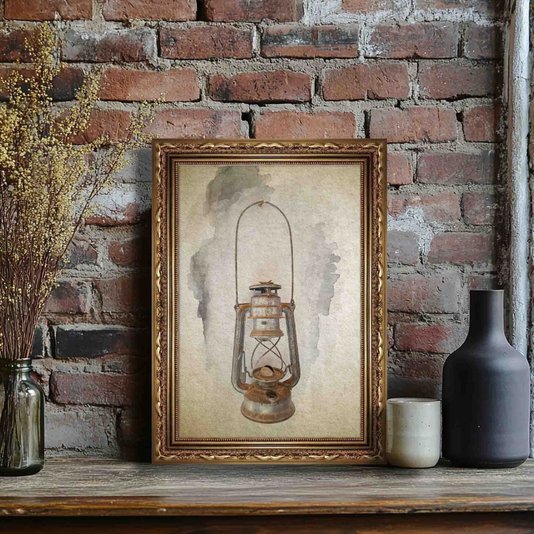 Quadro Decorativo Lampião Vintage Farmhouse