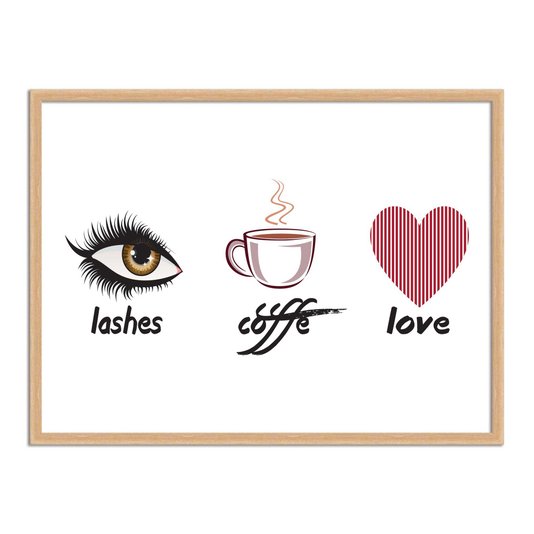 Quadro Decorativo Lashes, Coffe, Love