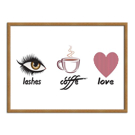 Quadro Decorativo Lashes, Coffe, Love