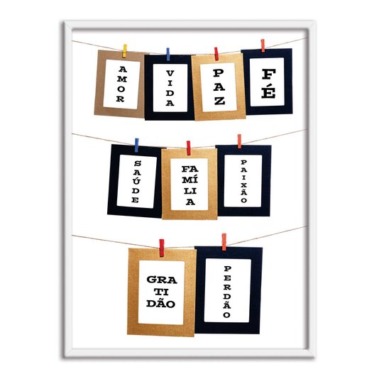 Quadro Decorativo Lavanderia Amor Vida Paz Fé Saúde Família Paixão Graditão Perdão