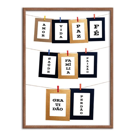 Quadro Decorativo Lavanderia Amor Vida Paz Fé Saúde Família Paixão Graditão Perdão