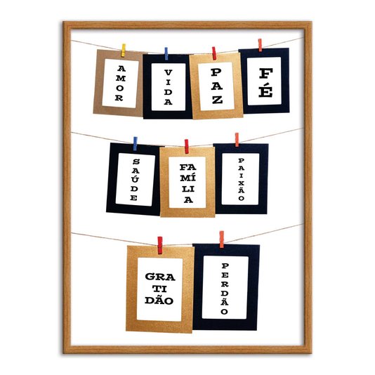 Quadro Decorativo Lavanderia Amor Vida Paz Fé Saúde Família Paixão Graditão Perdão