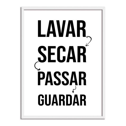 Quadro Decorativo Lavanderia Lavar Secar Passar Guardar