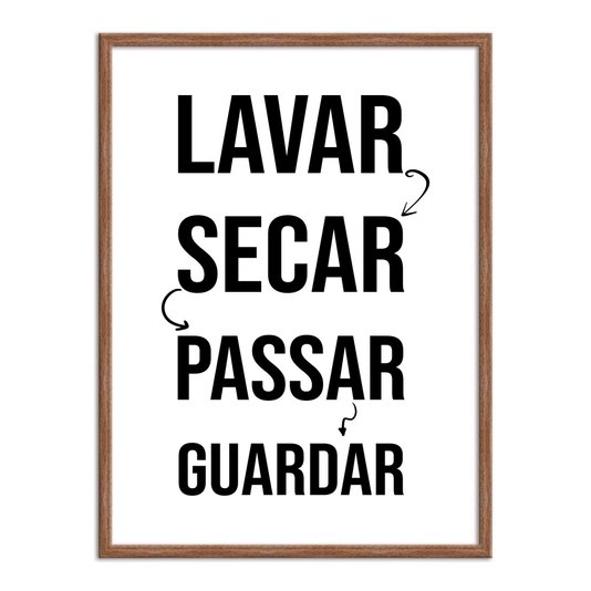 Quadro Decorativo Lavanderia Lavar Secar Passar Guardar
