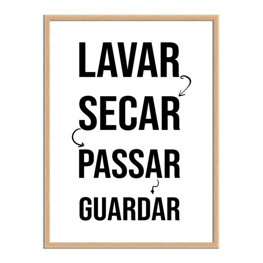 Quadro Decorativo Lavanderia Lavar Secar Passar Guardar